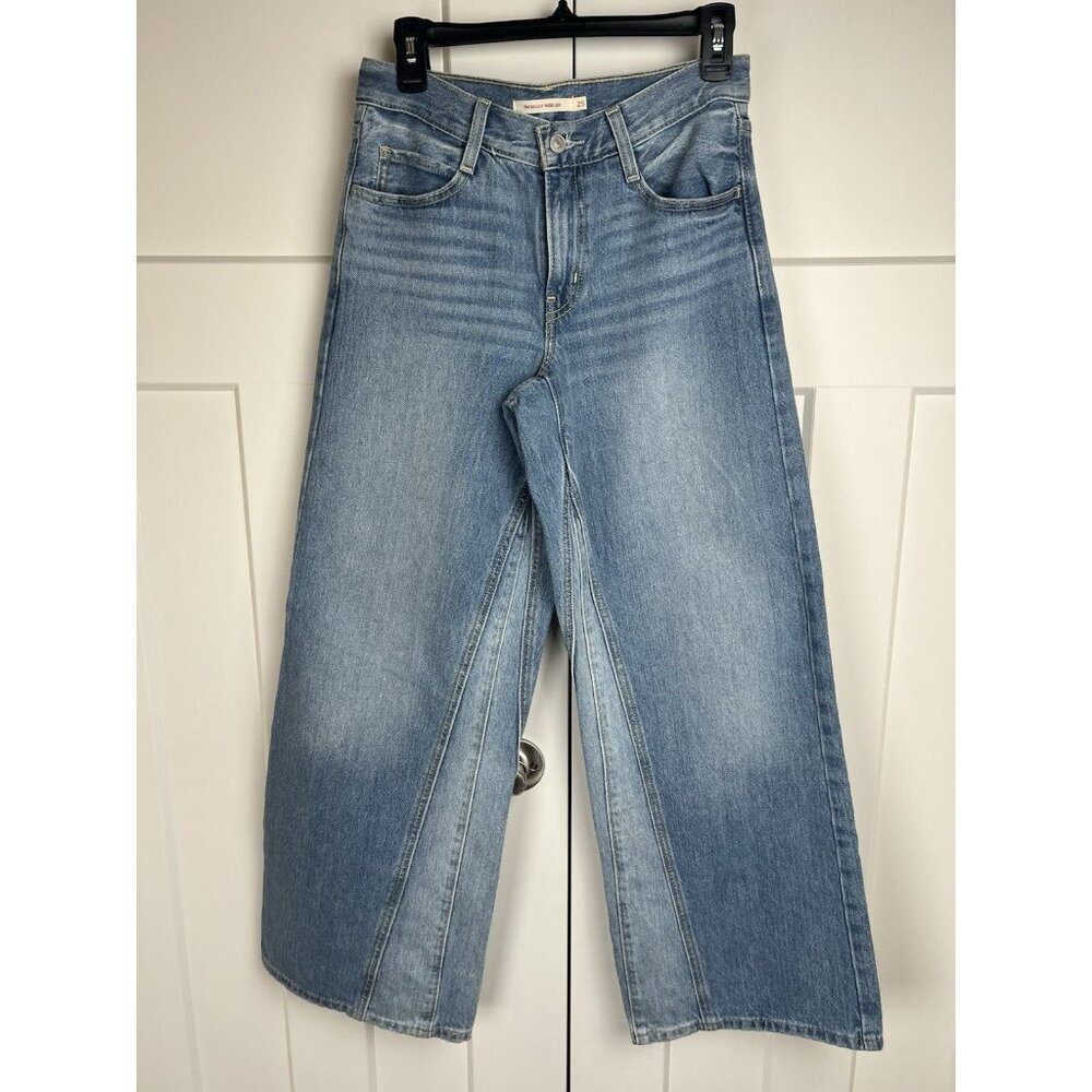 Levi's 94 Jeans Womens 25x31 Blue Cotton Denim Wide Leg Baggy Workwear Faded